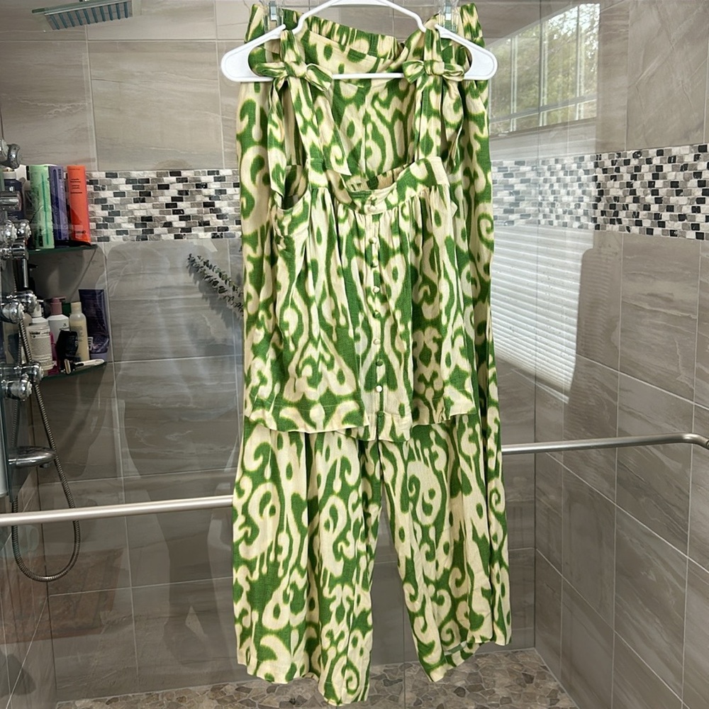 Rose + Olive Set | Printed Wide Leg + Tank Set